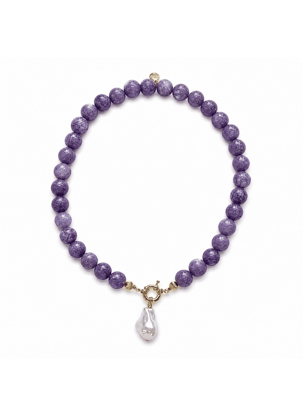 Amethyst Pearl Drop Necklace MM-01886